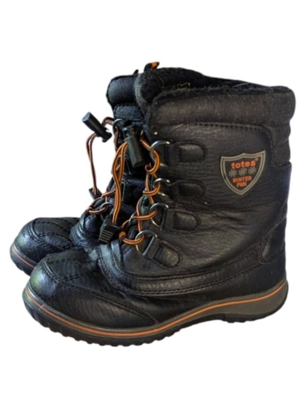 Totes Black and Orange Snow Boots 12 Kids Youth